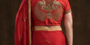 RED MAYUR HAND EMBROIDERED BLOUSE