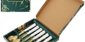 6 Pcs Stainless Steel Spoons with Marble Pattern Handles