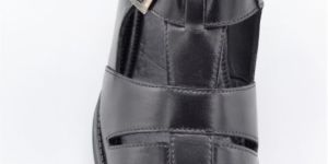 Mens Black Leather Buckle Sandal