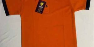 Men Orange Polo Neck T Shirt