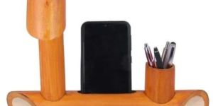 Bamboo Mobile Stand with Pen Holder