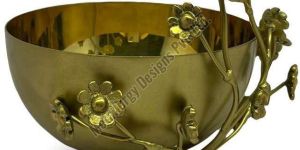 Tiny Flower Brass Serving Bowl