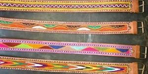 Mens Leather Embroidered Belt