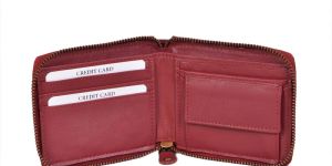 Cognac Zipper Leather Wallet