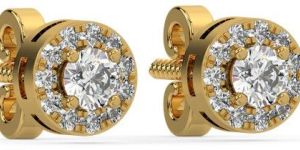 LE-43 Lab Grown Diamond Round Halo Studs Earrings