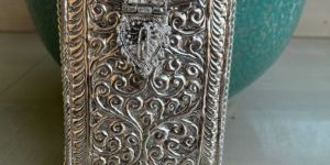 German Silver Mobile Long Rectangle Clutch