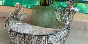 German Silver Peacock Bowl