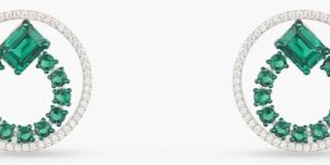 EMERAUDE IVY GLOW ROUND SILVER EARRINGS