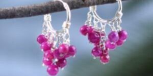 92.5 Pink Beaded Ring Hoop Earrings