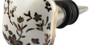 Golden Leaf Square Ceramic Wine Stopper