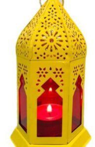 Metal Moroccan Lantern Lamp-Yellow