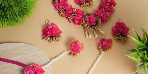 Pink Floral Handmade Jewelry Set
