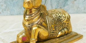 Brass Antic Shiva Nandi Idol for Puja