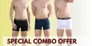 Danny Fashion Mens Breathable Trunk Combo Pack of 3 Colour (Black, White, Peacock Blue)