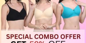 Padded Bra in Combo Pack of 3 Colour (Skin ,Sky Blue, Black)