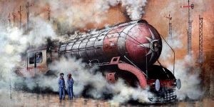 Nostalgia of Indian Steam Locomotives Canvas Painting