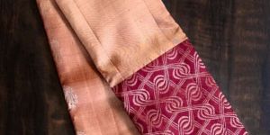 Honey Brown Handloom Saree with Contrast Big Maroon Border