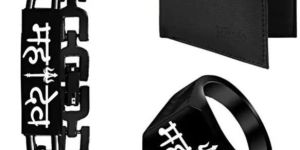 Black Bracelet Ring And Wallet Combo For Men's And Boys