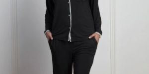 The Whip Stitch Pyjama Set - Black (Stretchable)