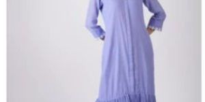 Embroidered Lavender Maxi Dress with Scrunchies