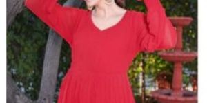 Georgette Red Long Gown