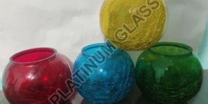 Cracked Rolly Polly Glass Votive Candle Holder