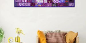 Handmade Vintage Purple Saree Patchwork Wall Hanging