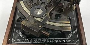 Nautical Brass Sextant with Wooden Box