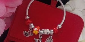 Unisex Silver Om Bracelet