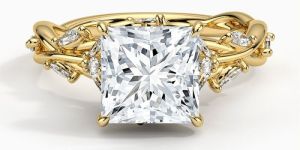 10K Rose Gold Princess Cut Solitaire Diamond Ring