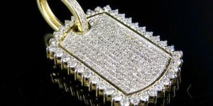 Hip Hop Dog Tag Pendant with VVS Moissanite Iced out Pendant