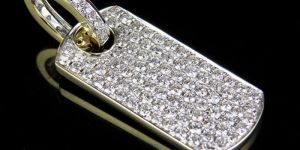 Moissanite Round Diamond 925 Sterling Silver Dog Tag Charm Pendant for Men