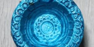 4 Inch Blue Clay Decorative Diya