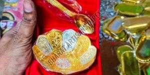 Gold Plated Bowl and Spoon Set