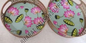 Wood Enamel Flower Print Tray
