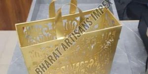 Metal Rectangular Golden Gift Bag