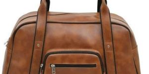 Light Brown Leather Duffle Bag