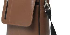 Plain Brown Leather Sling Bag