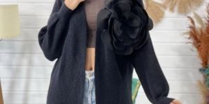 Ladies Black Fancy Long Coat