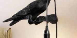 Crow Bird Table Lamp with Vintage Edison Bulb