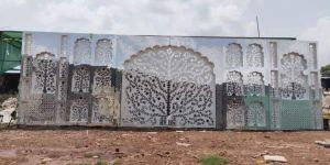 Silver White Rectangle Mirror Wedding Stage