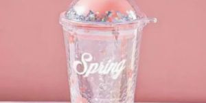 470ml Printed Borosilicate Juice Glass with Premium Straw