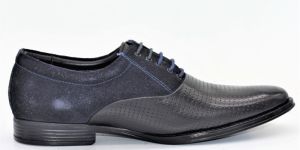Mens Black & Blue Derby Suede Leather Shoes
