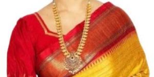 Kadiyal Gridlines Yellow and Red Paithani Silk Saree
