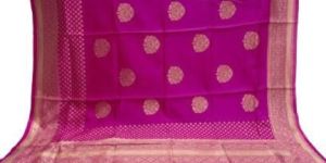Magenta Silver Chanderi Cotton Silk Saree