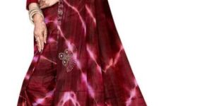 Maroon Swarovski Batik Saree