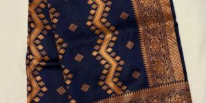 Moonlight Blue Litchi Silk Saree