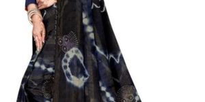 Navy Blue Swarovski Batik Saree