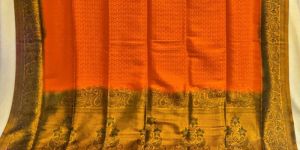 Orange and Green Mysore Silk Saree