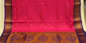 Vichitra Pink Printed Silk Saree